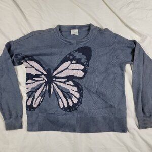 Abercrombie Kids Girls 9/10 Gray Butterfly Print Sweater Winter Warm School